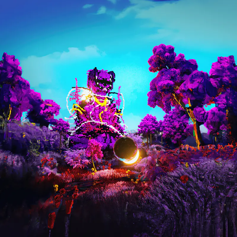 God of Art at Purple Valley, digital artwork by Ottis Ots